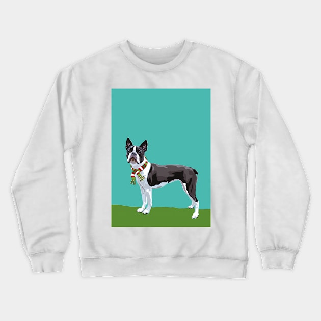 A Boston Terrier Winter Crewneck Sweatshirt by Ludwig Wagner